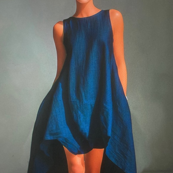 Dresses & Skirts - Sleeveless Blue High-Low Shift Dress